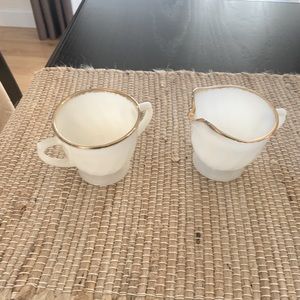 Vintage Fire King creamer and sugar